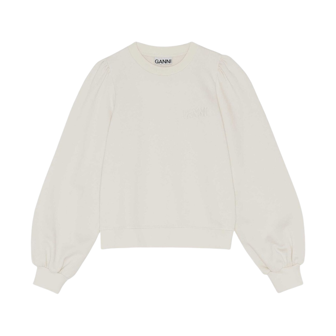 (W) 가니 소프트웨어 이솔리 퍼프 숄더 스웨트셔츠 에그렛((W) Ganni Software Isoli Puff Shoulder Sweatshirt Egret) - 1