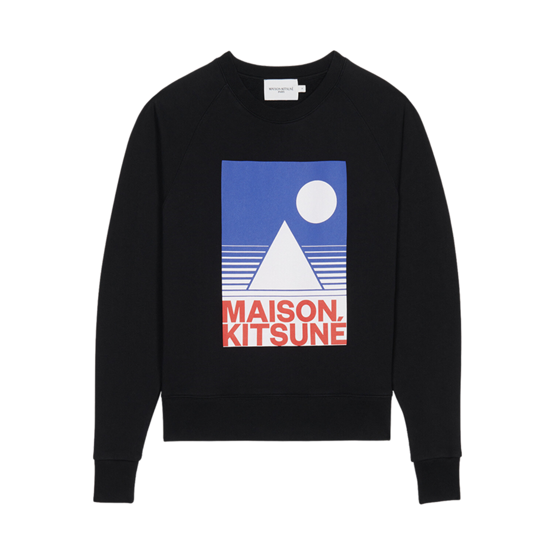 (W) 메종 키츠네 블루 앤서니 버릴 어드저스티드 스웨트셔츠 블랙((W) Maison Kitsune Blue Anthony Burill Adjusted Sweatshirt Black) - 1