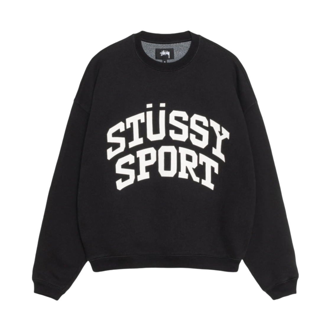 스투시 빅 크랙클 스포츠 크루넥 워시드 블랙