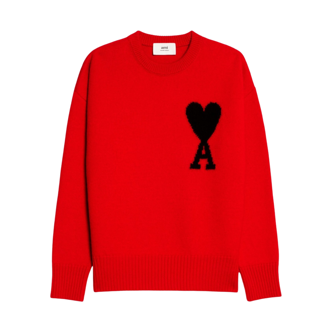 아미 빅 하트 로고 오버사이즈 인타르시아 스웨터 레드 블랙 - 22SS(AMI de Coeur Oversize Intarsia Sweater Red Black - 22SS) - 1