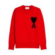 AMI de Coeur Oversize Intarsia Sweater Red Black - 22SS