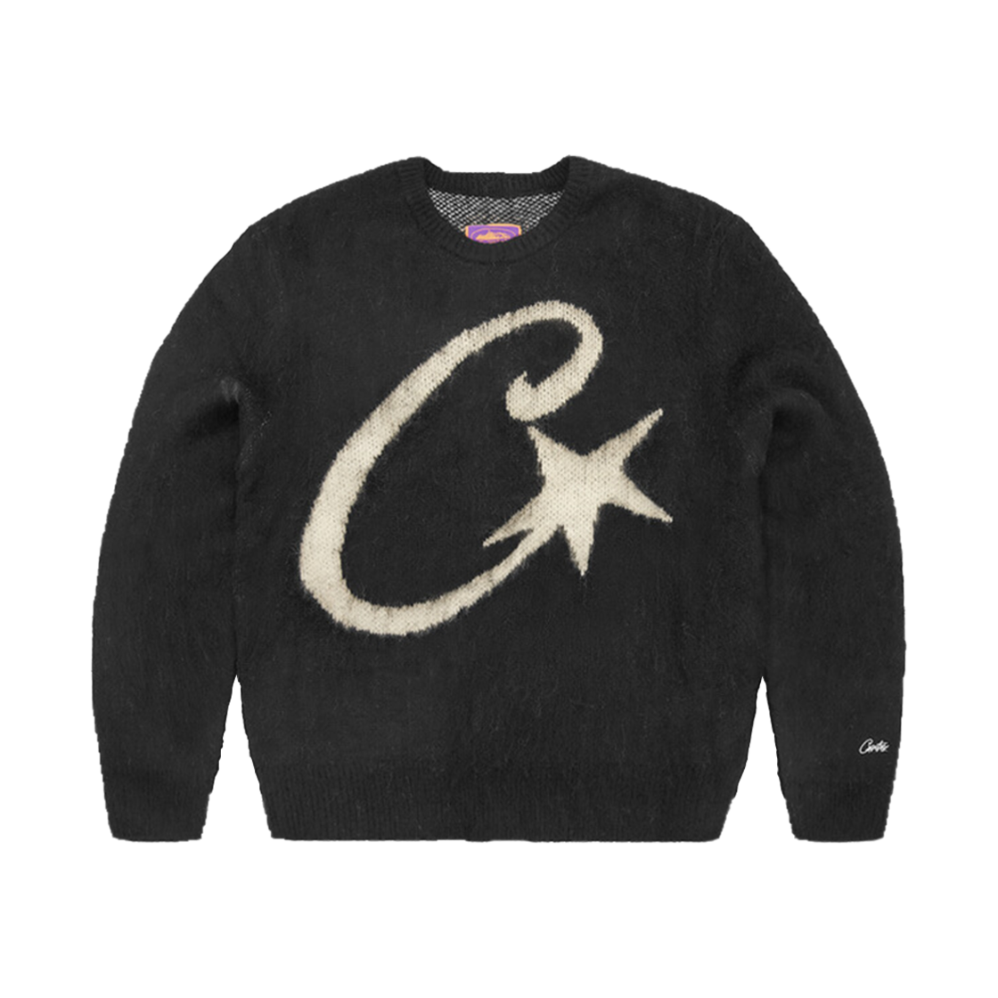 코르테이즈 C 스타 모헤어 니트 스웨터 블랙(Corteiz C Star Mohair Knit Sweater Black)