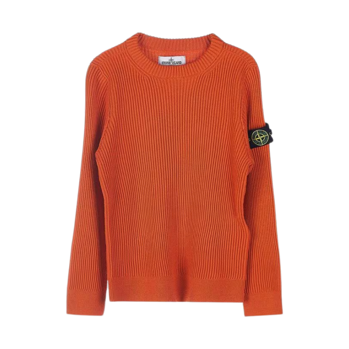 7716510A3-V0032 (Kids) Stone Island 510A3 Logo Patch Crewneck Knit Orange - 22FW