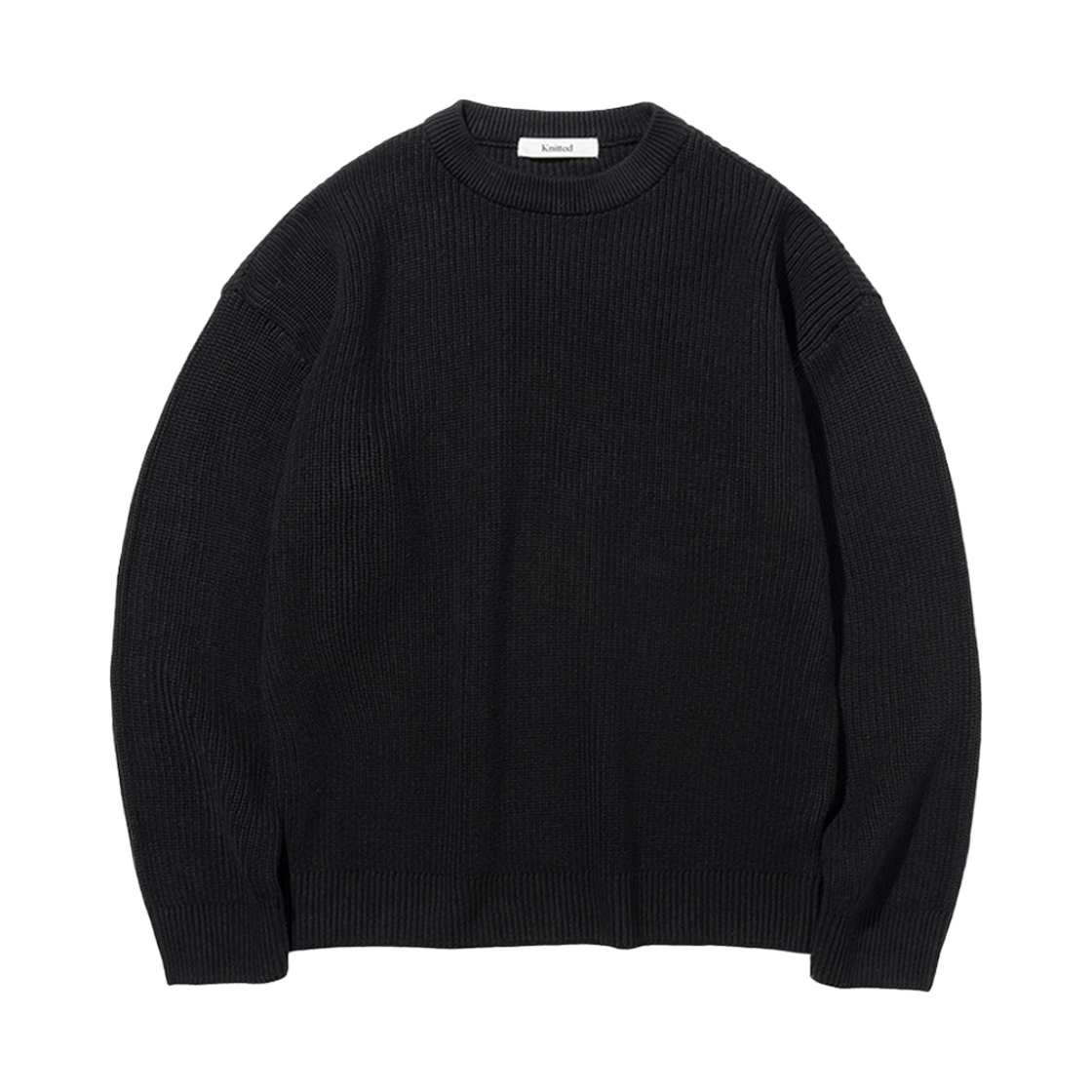 K17AUK01BK Knitted Soft Cotton Drop Shoulder Waffle Knit Black