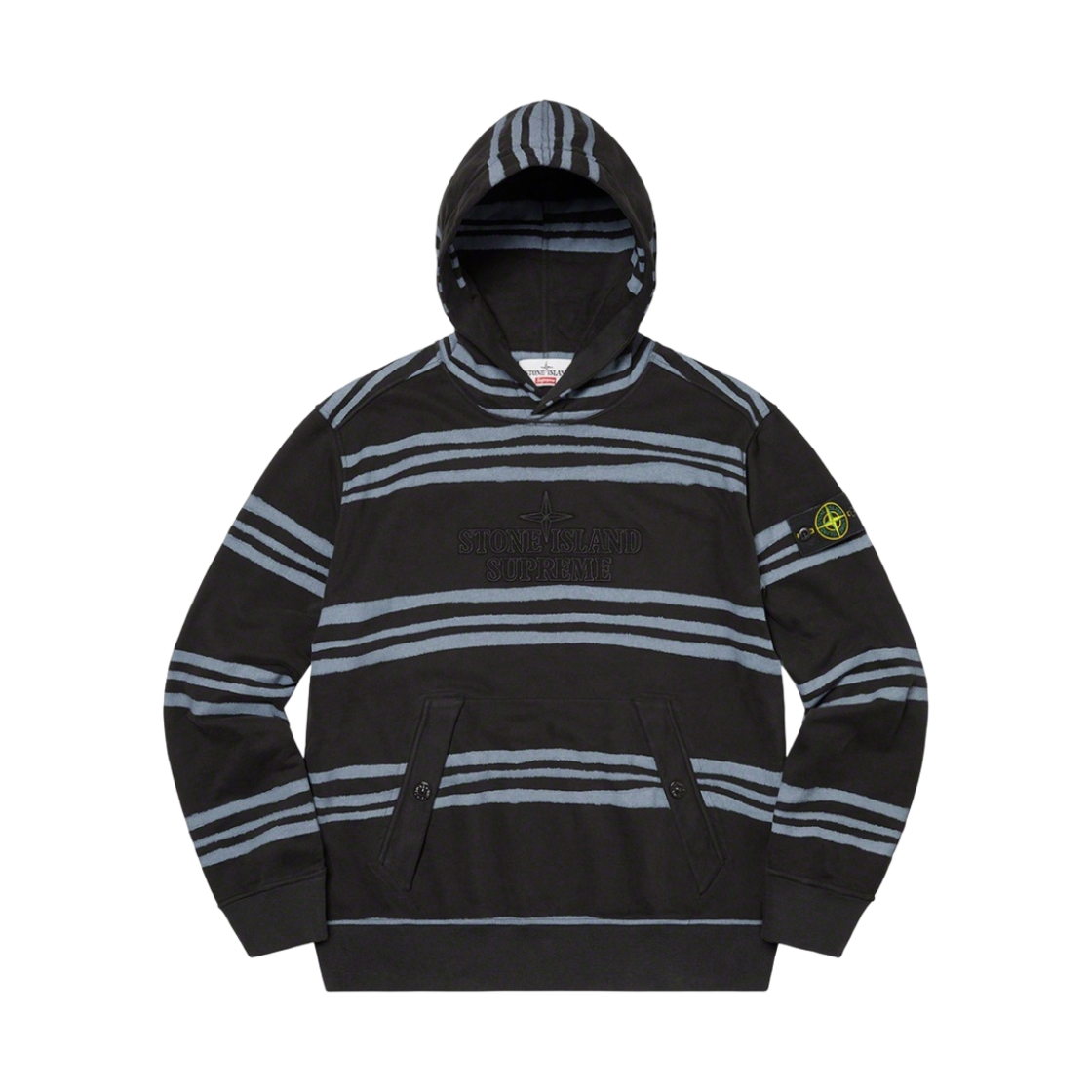 슈프림 x 스톤 아일랜드 워프 스트라이프 후드 스웨트셔츠 블랙 - 20FW