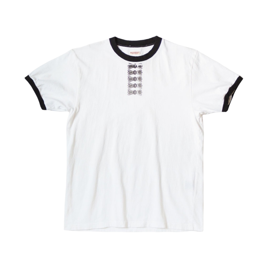 K2404SC189 Kapital 20 Jersey Ringer T-Shirt Butterfly Concho Pt White