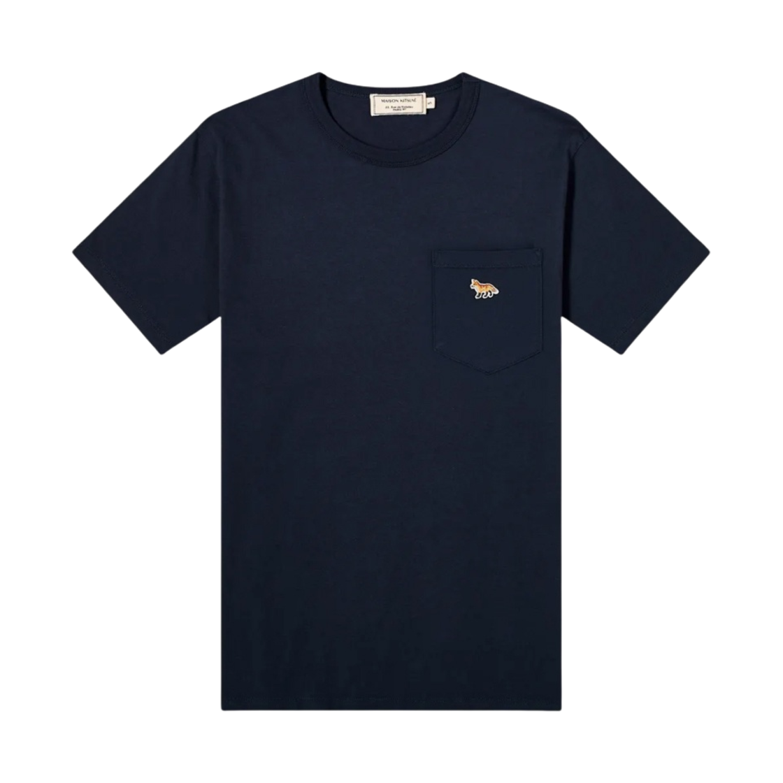 GM00116KJ0008 Maison Kitsune Profile Fox Patch Pocket T-Shirt Navy