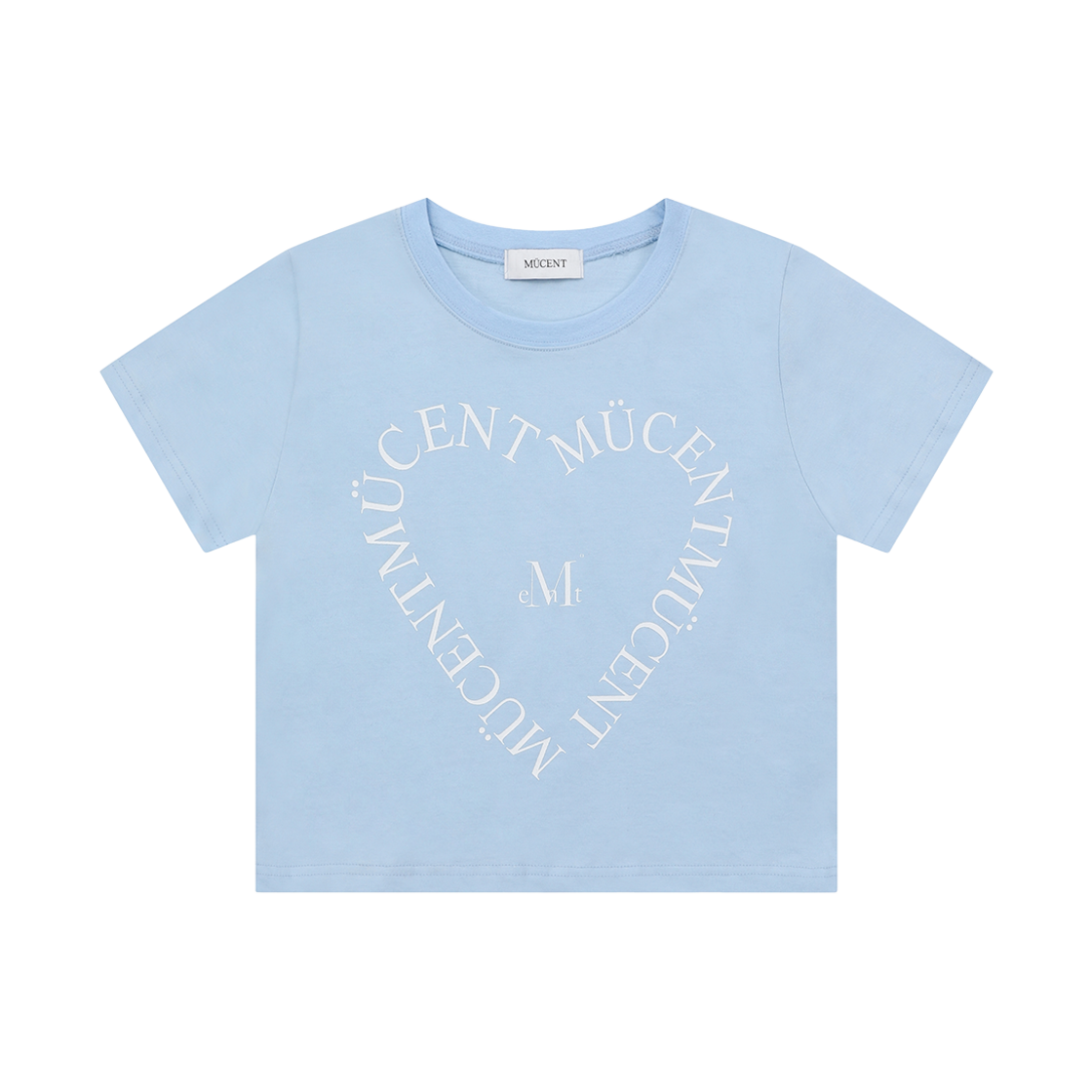 무센트 하트 레터링 반팔 티 스카이 블루(MUCENT Heart Lettering Half T Sky Blue) - 1