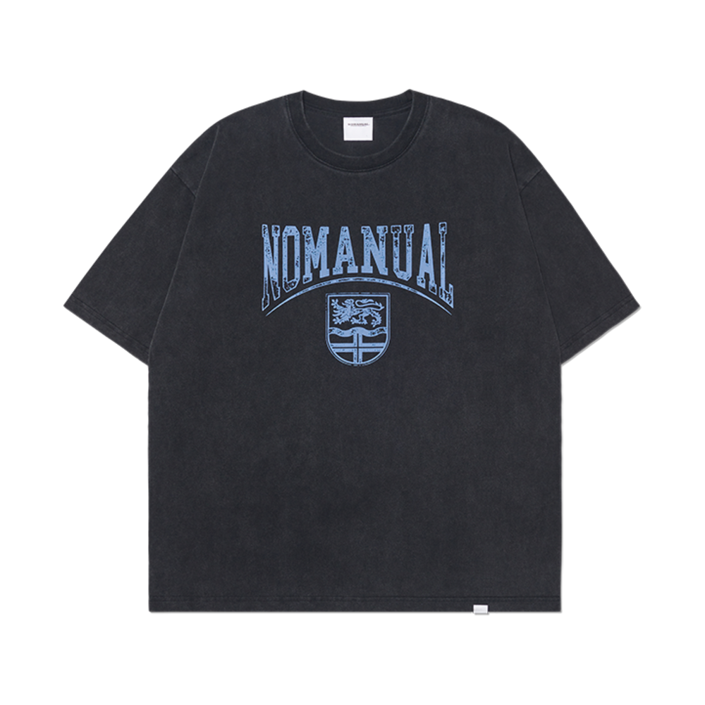 노매뉴얼 엠블럼 워시드 티셔츠 워시드 블랙
