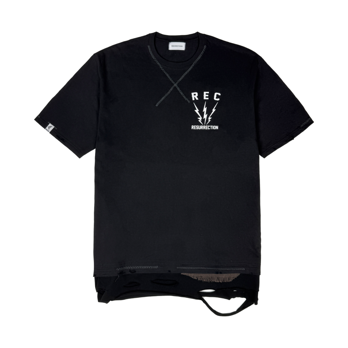 25-T002 Black Resurrection13 Detail Lyered T-Shirt Black - 대표 이미지 #1