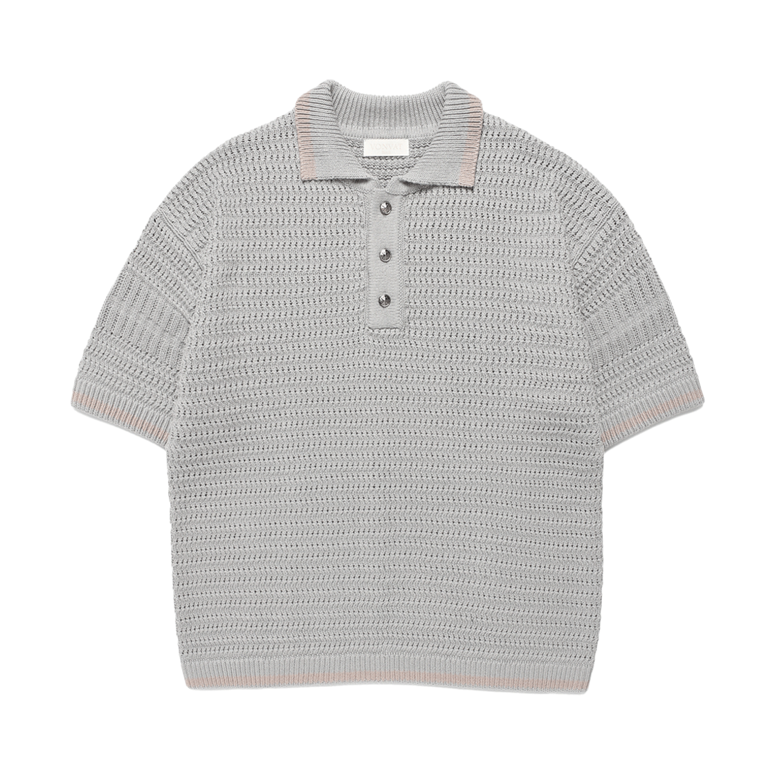 본바트 풀오버 포인트 카라 숏 니트 그레이