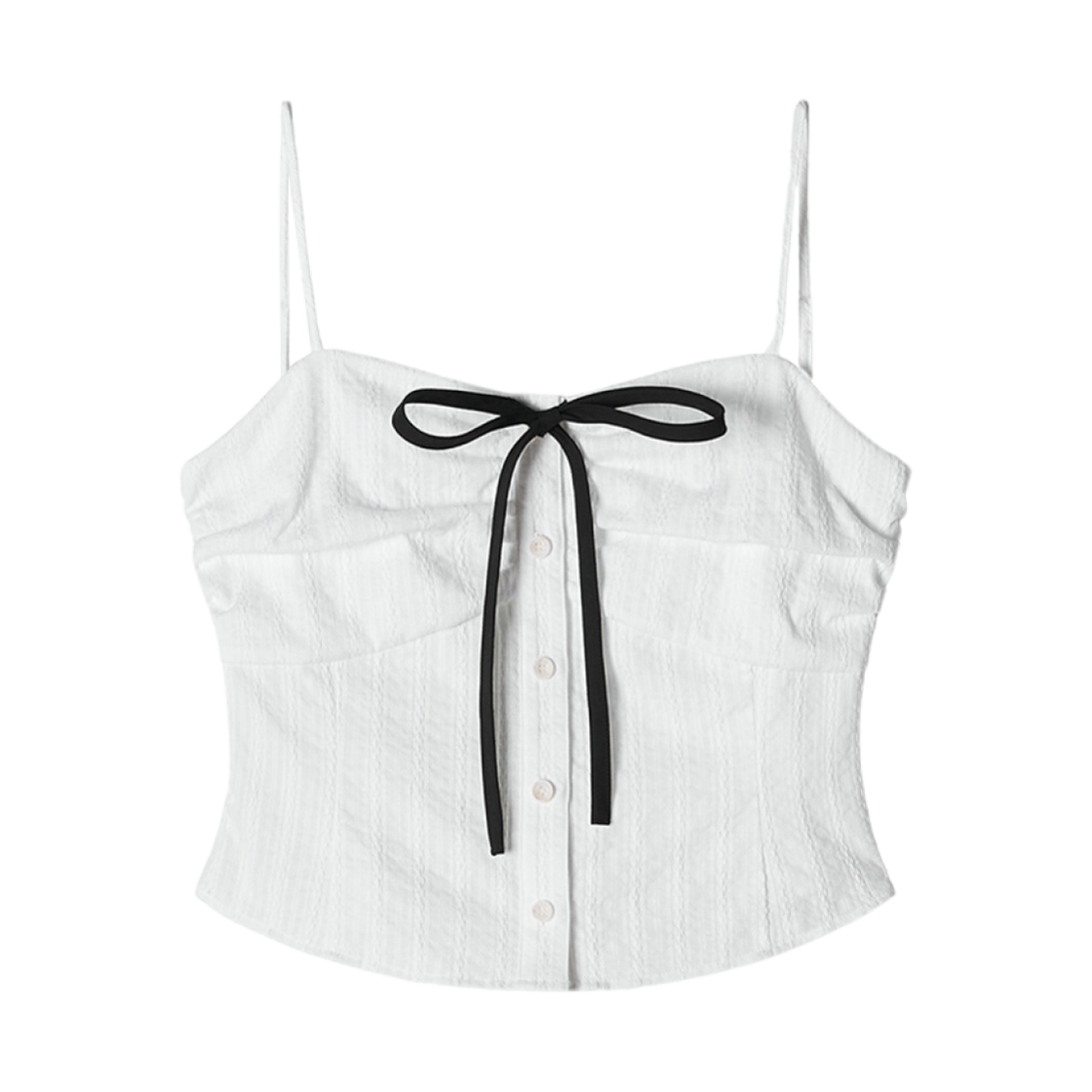 - (W) Aviemuah Shirring Ribbon Sleeveless Top White