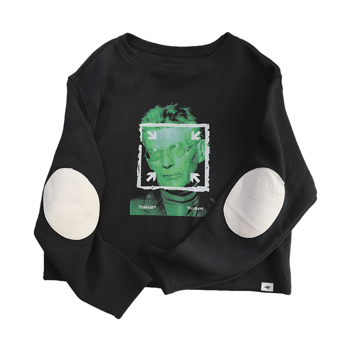 24FW-LSSMBKB Traktat Samuel Beckett Elbow Patch Boat Neck Long Sleeve Knit Black