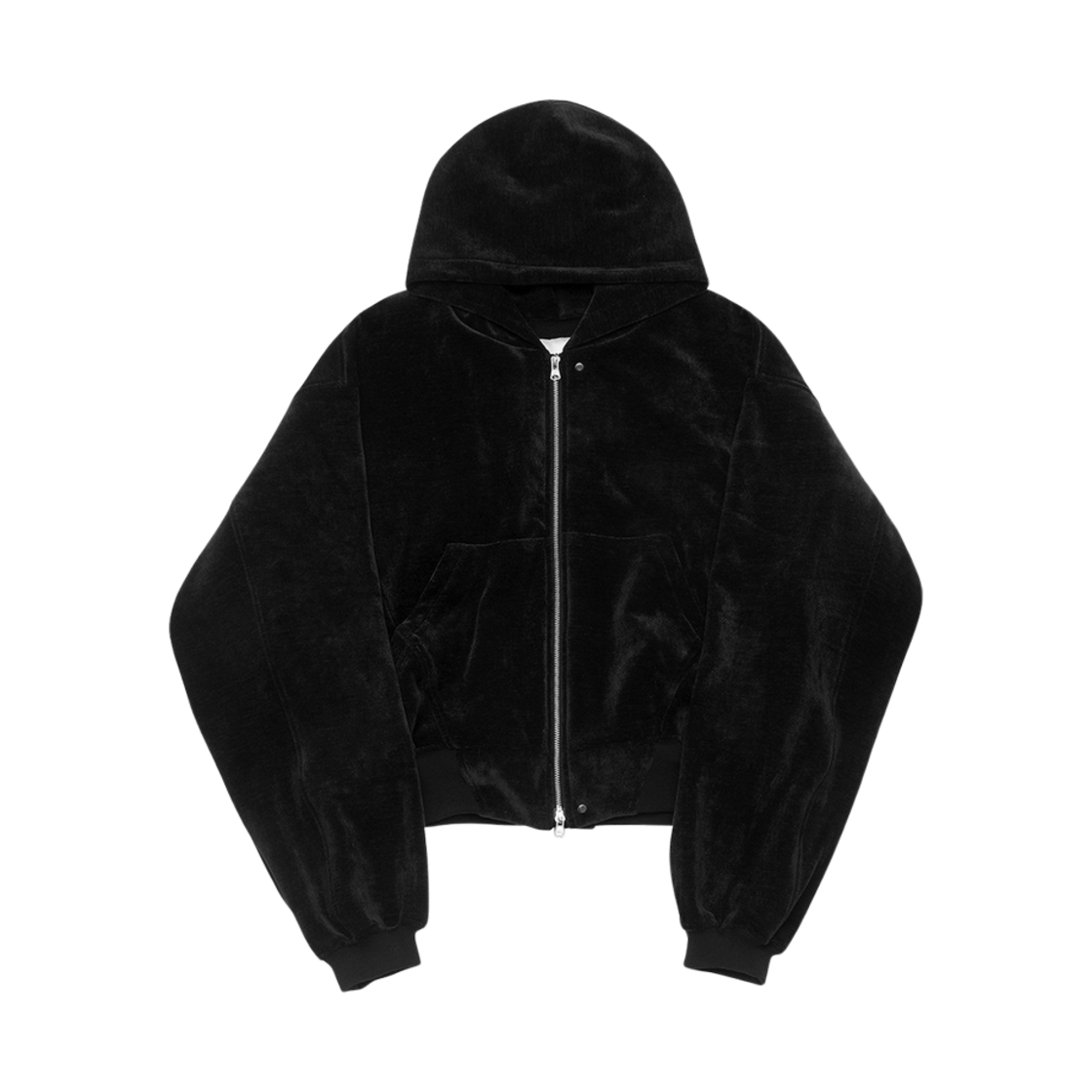 알렌느 크롭드 벨루아 집업 후드 블랙