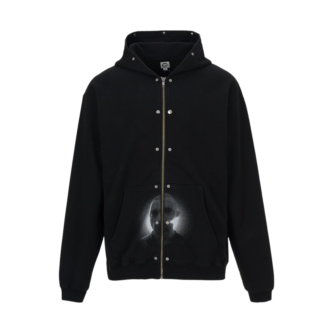 CFTP07 Computer Format Stud Zip-Up Hoodie Black