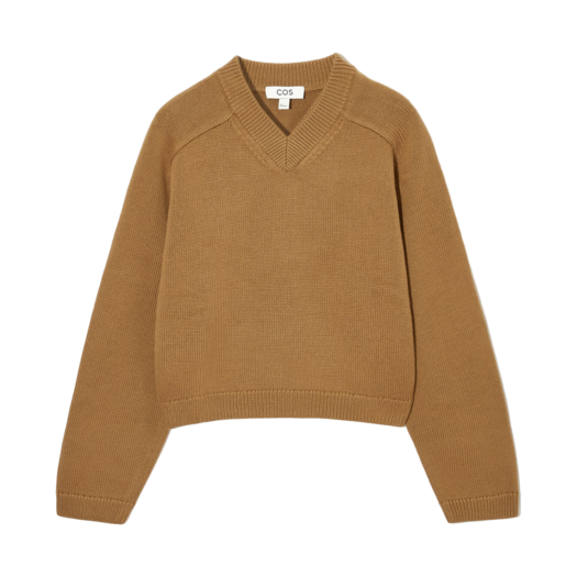 1118090003 (W) COS Merino Wool V-Neck Jumper Brown