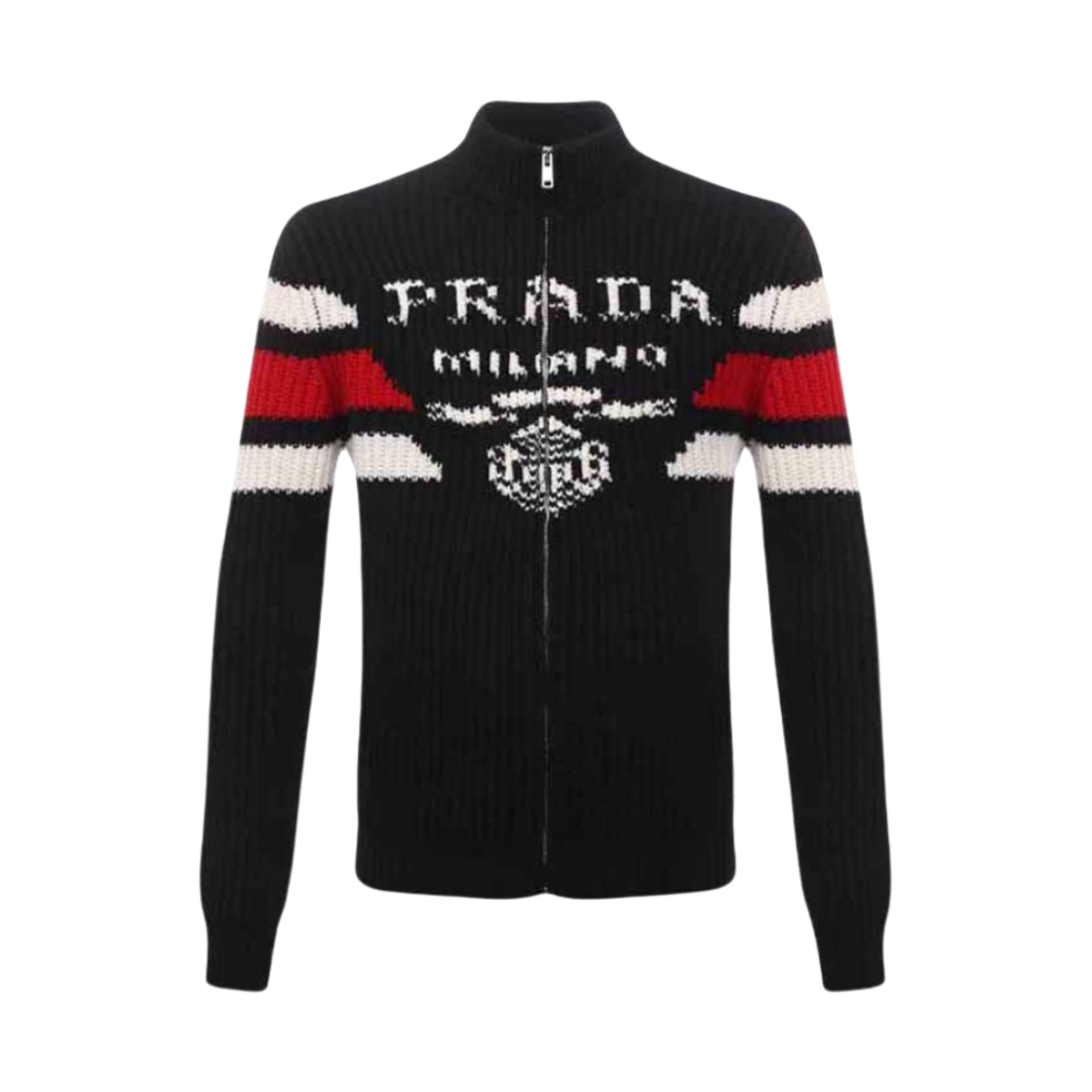 프라다 자카드 캐시미어 가디건 블랙(Prada Jacquard Cashmere Cardigan Black) - 1