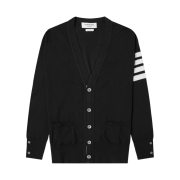 Thom Browne Sustainable Fine Merino Wool 4-Bar Classic Cardigan Black