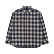Juun.J Loose Fit Argyle Damaged Fringe Check Shirt Blue - 24FW