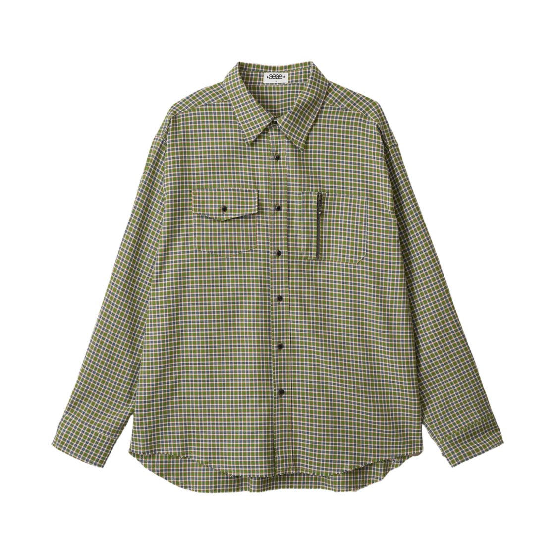 (W) 에이에이 지퍼 포켓 체크 셔츠 그린
