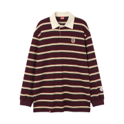 Menasoo Stripe Rugby T Shirt Burgundy