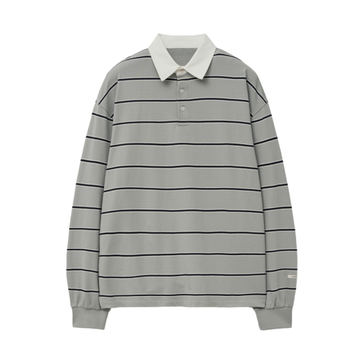 TNTS5E105G2 TNGT Over-fit Size Stripe Collar T-Shirts Gray