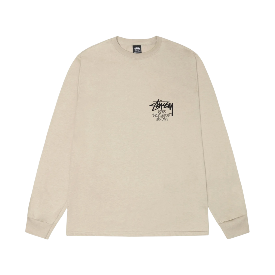 스투시 스탁 도버 스트리트 마켓 런던 롱슬리브 티셔츠 카키 2023(Stussy Stock DSM London LS T-Shirt Khaki 2023) - 2