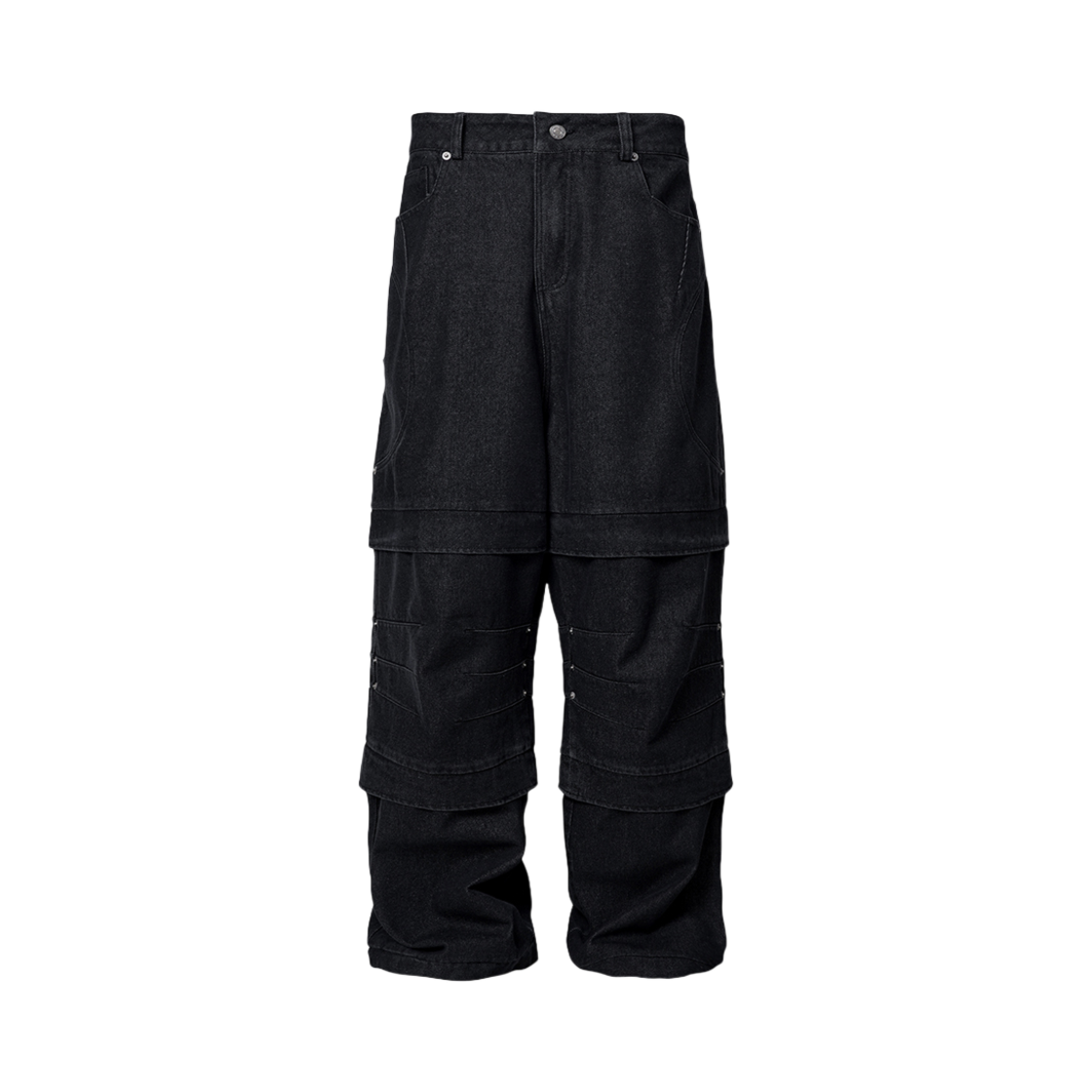 플레이버리즘 더블 레이어드 와이드 데님 팬츠 블랙(Flavorism Double Layered Wide Denim Pants Black)