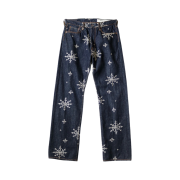 Kapital 14 oz. Denim Snow Pattern Embroidery 5P TH Straight Pants Indigo