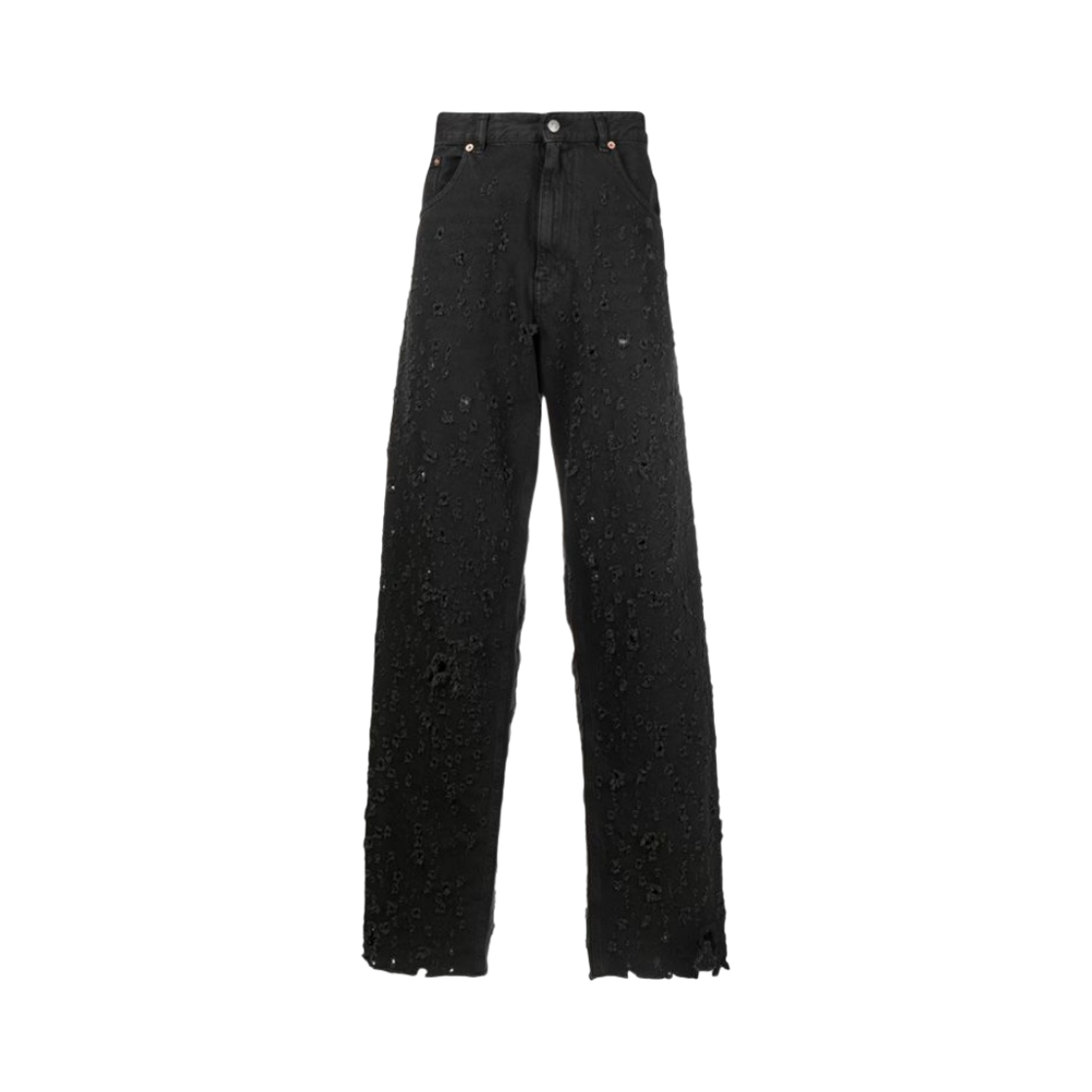MM6 메종 마르지엘라 디스트로이드 와이드 데님 팬츠 블랙
