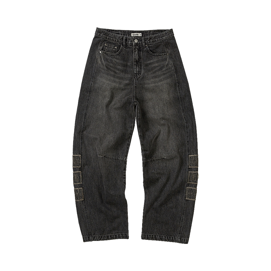 카락터 빈티지 엠블럼 데님 팬츠 블랙(Karactor Vintage Emblem Denim Pants Black)