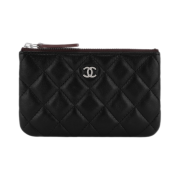 Chanel Classic Mini Pouch Lambskin & Silver Black