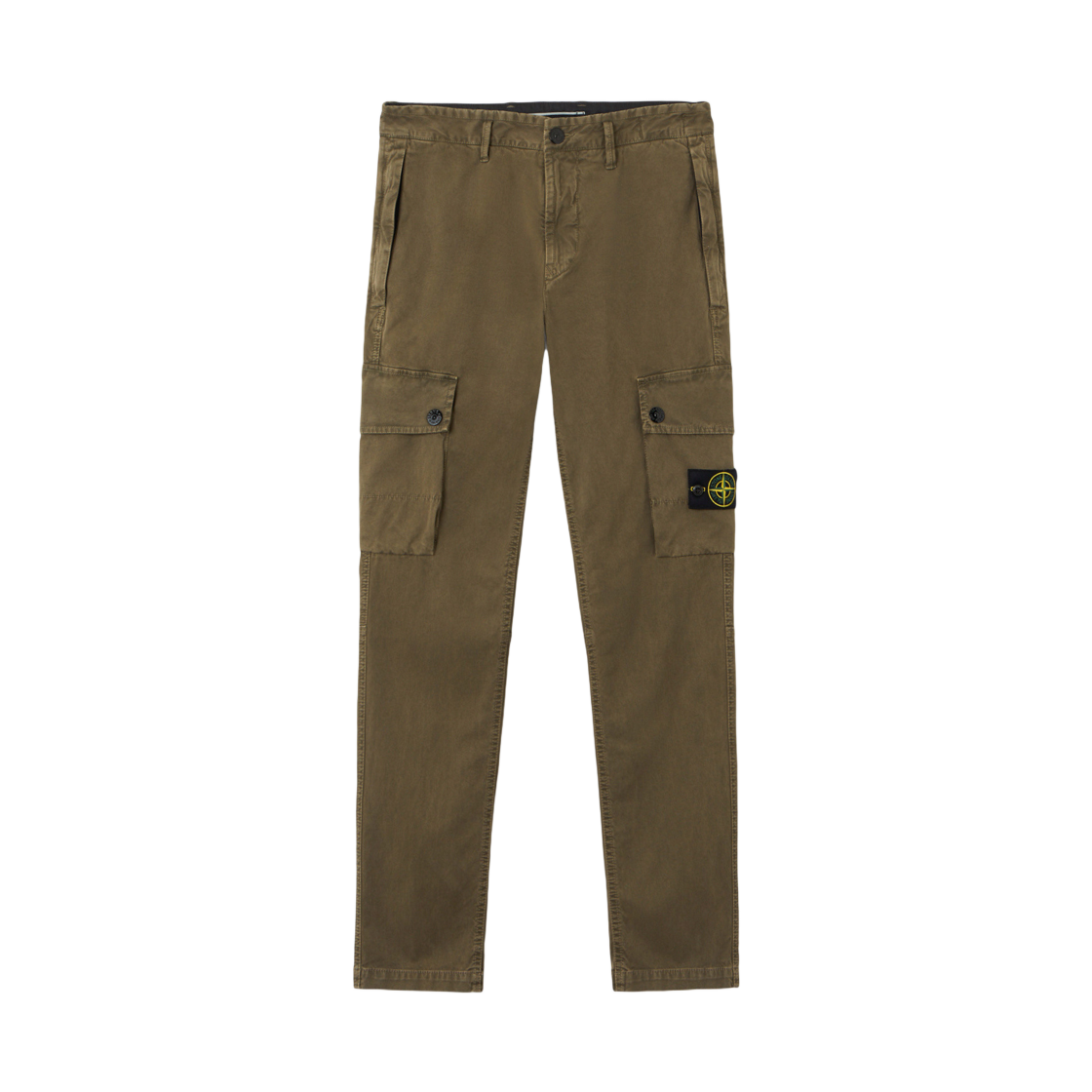 K2S1531000-34S00L1-V0154 Stone Island 3100034 Stretch Organic Broken Twill Cotton Old Effect Slim Fit Cargo Trousers with Zip Pockets Military Green - 25FW