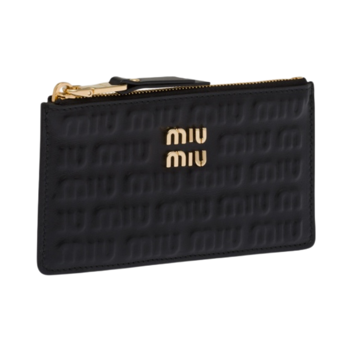 미우 미우 엠보스 레터링 로고 가죽 엔벨로프 지갑 블랙(Miu Miu Embossed Lettering Logo Leather Envelope Wallet Black) - 2