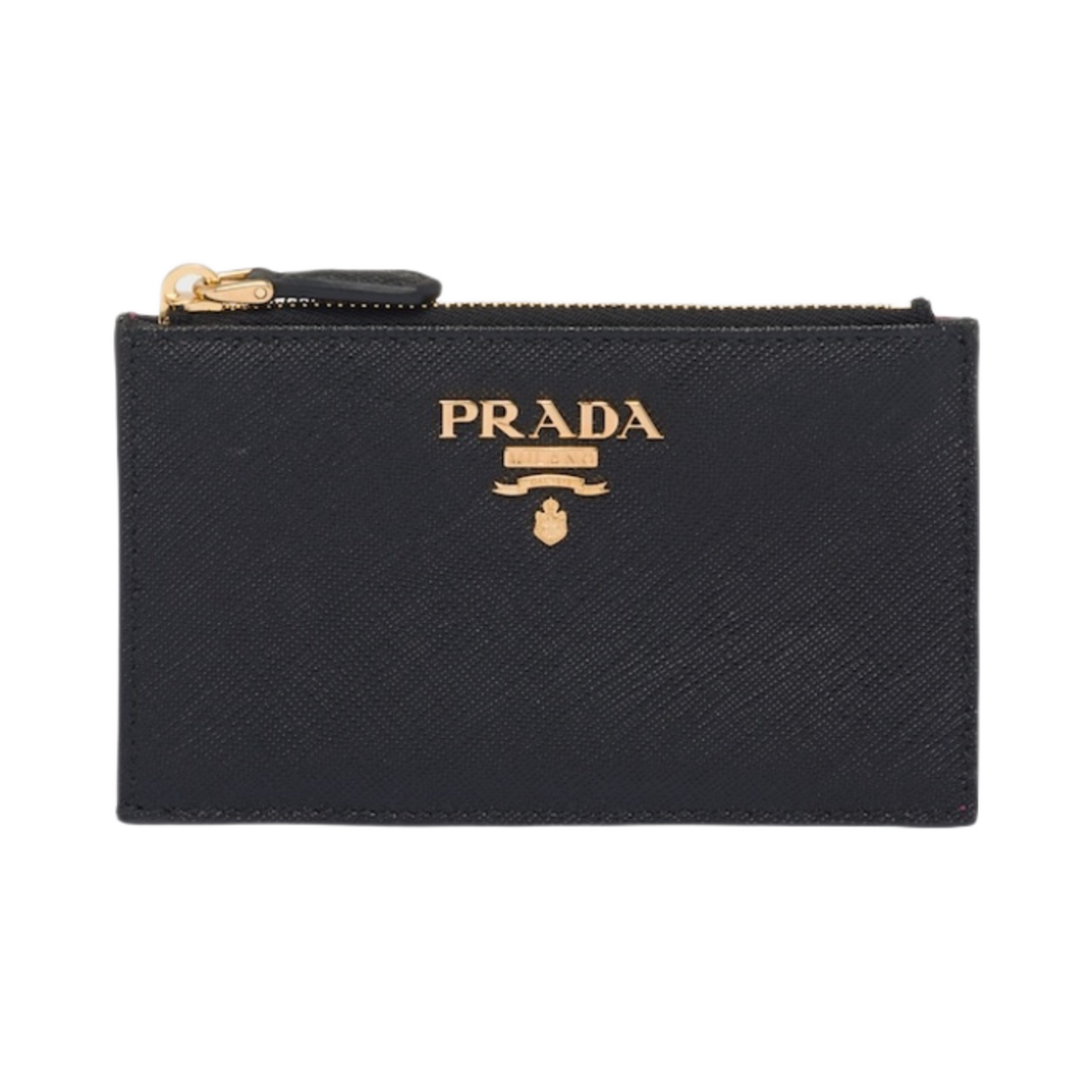 1MC086-ZLP-F061H Prada Saffiano Leather Card Holder Black Hibiscus