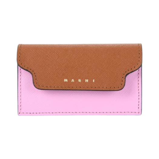 Marni Saffiano Business Card Case Moca Pink Candy Shell