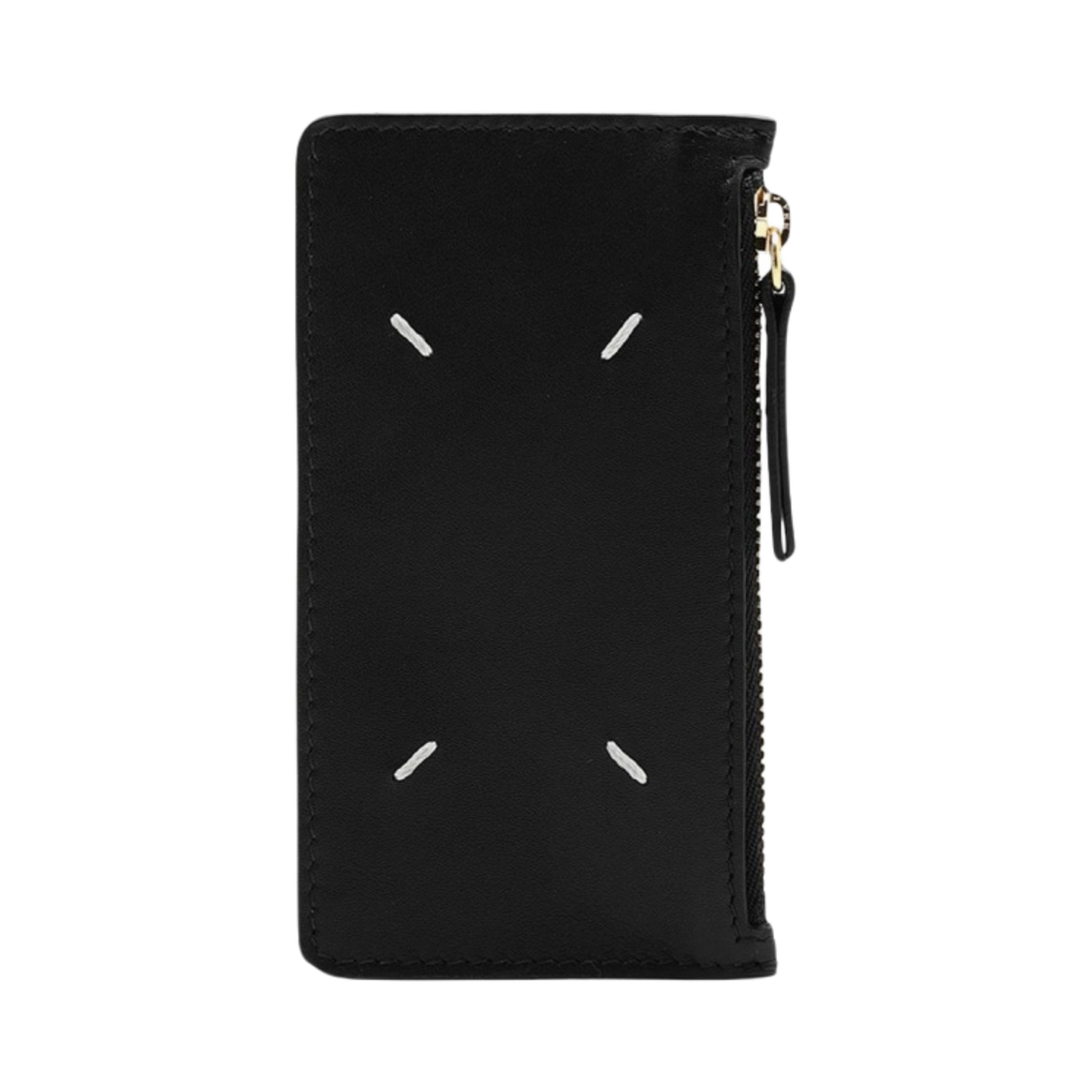 S56UI0143P4303T8013 Maison Margiela Soft Semi Glossy Leather Zipped Card Holder Black