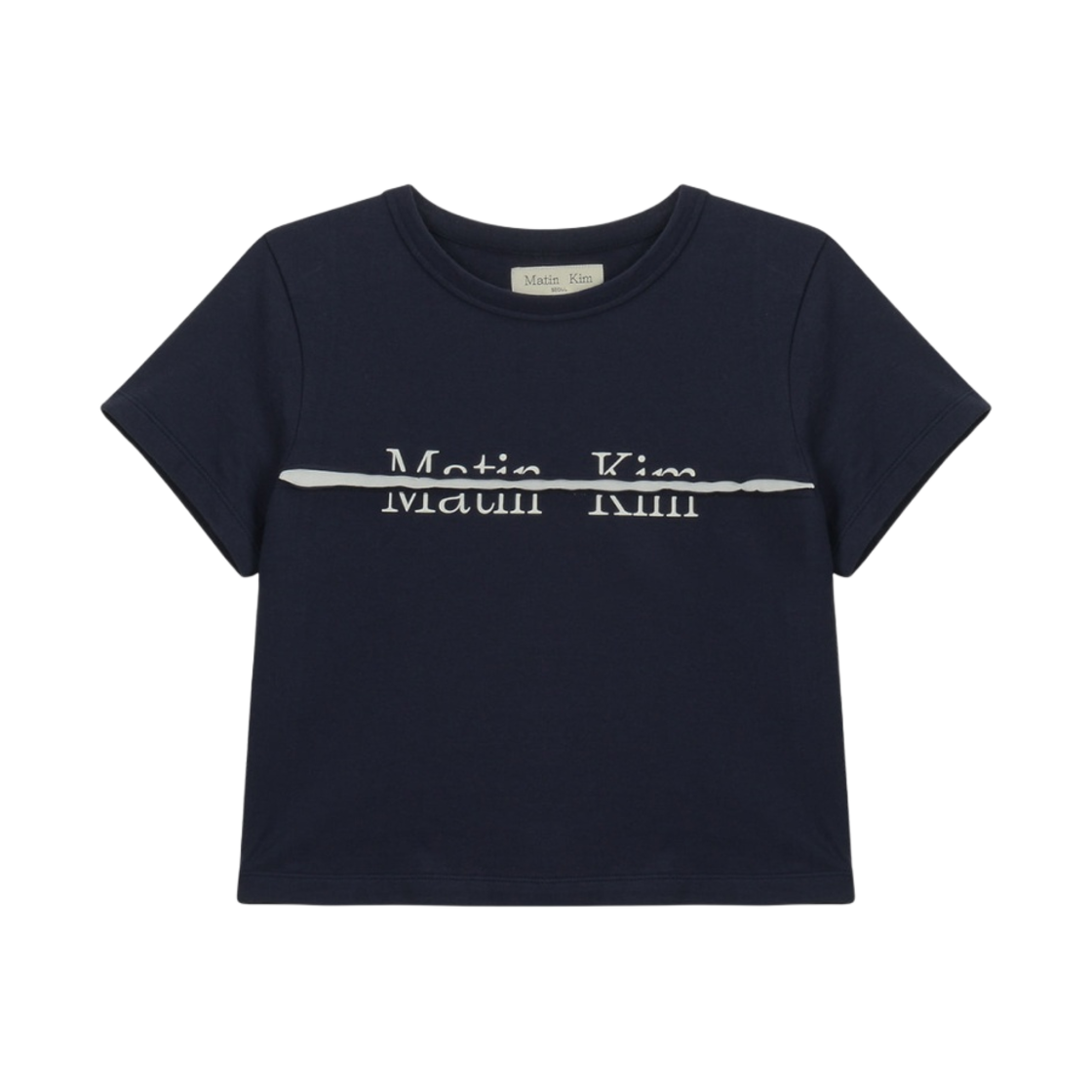(W) 마뗑킴 커티드 로고 크롭탑 네이비((W) Matin Kim Cutted Logo Crop Top Navy) - 1