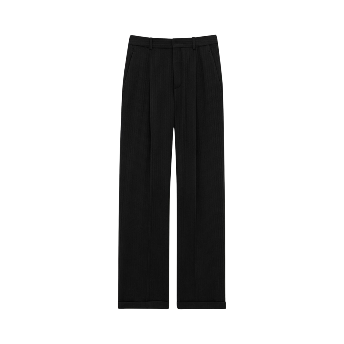 796137-Y1J32-1000 Saint Laurent 90's Pants In Striped Wool And Cashmere Flannel Black
