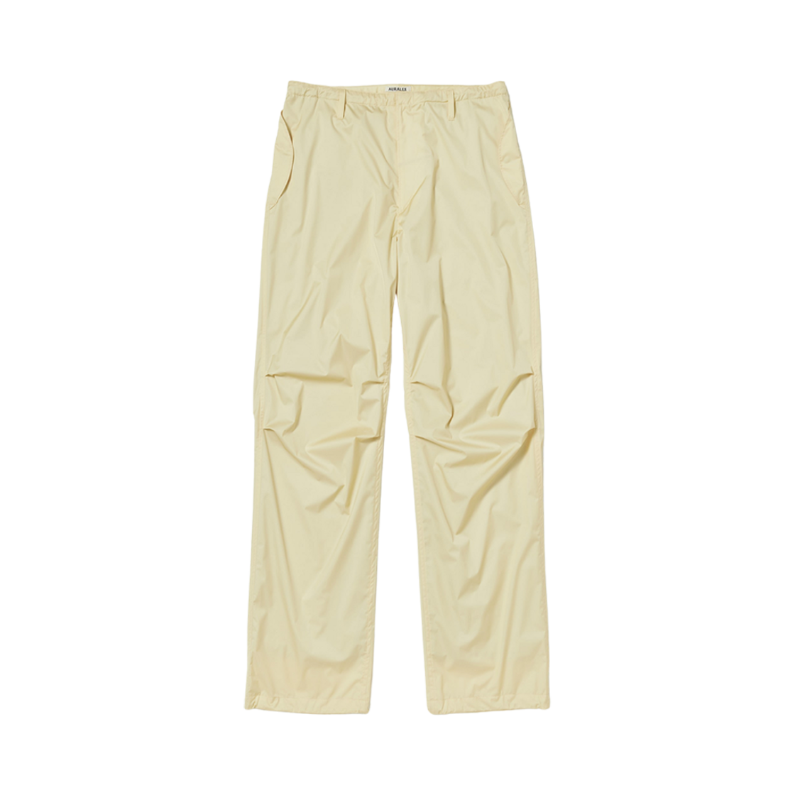 A24SP03SL Auralee Hard Twist Polyester Satin Laminate Field Pants Light Beigeblack