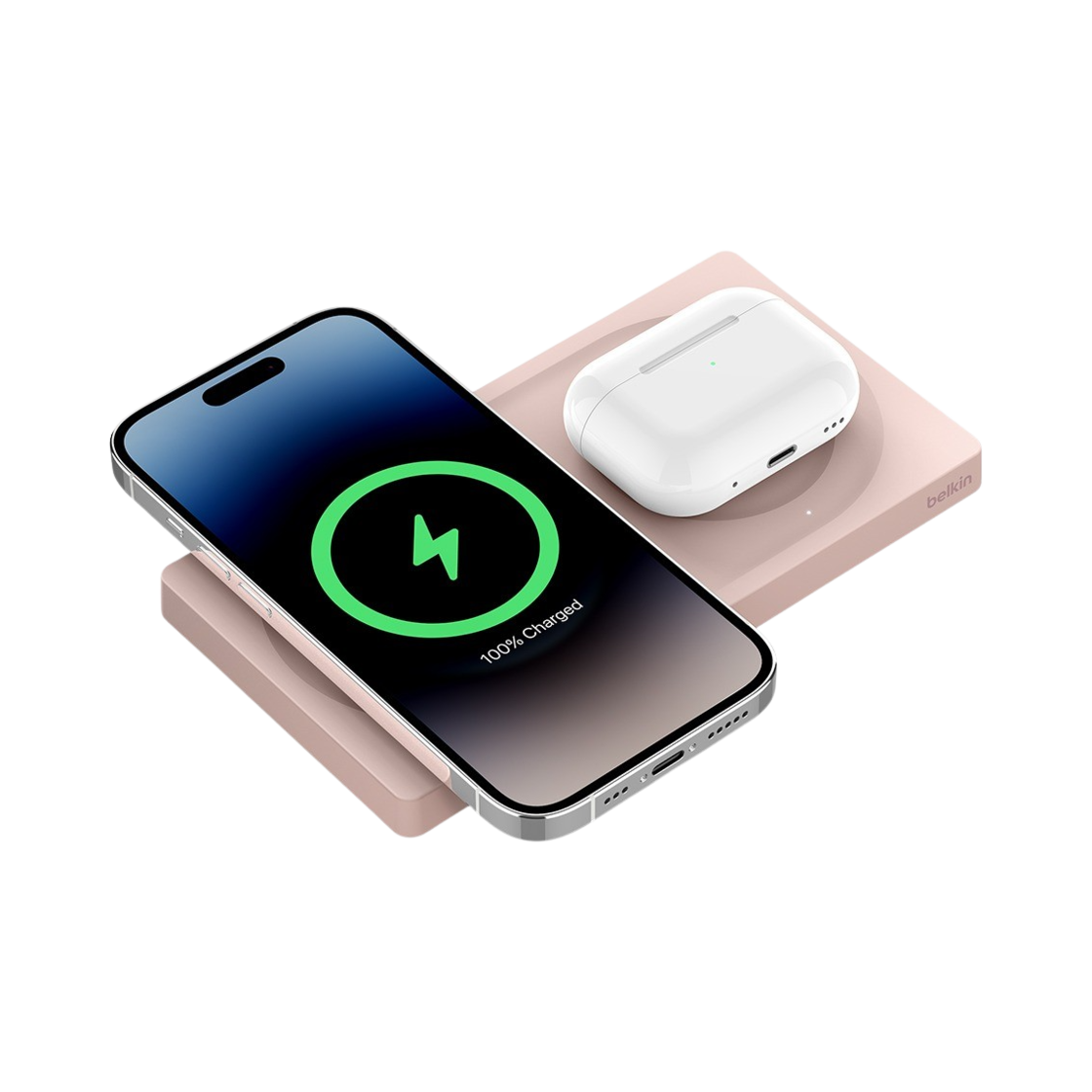 WIZ019btPK Belkin 2-in-1 MagSafe 15W Wireless Charging Pad WIZ019bt Pink