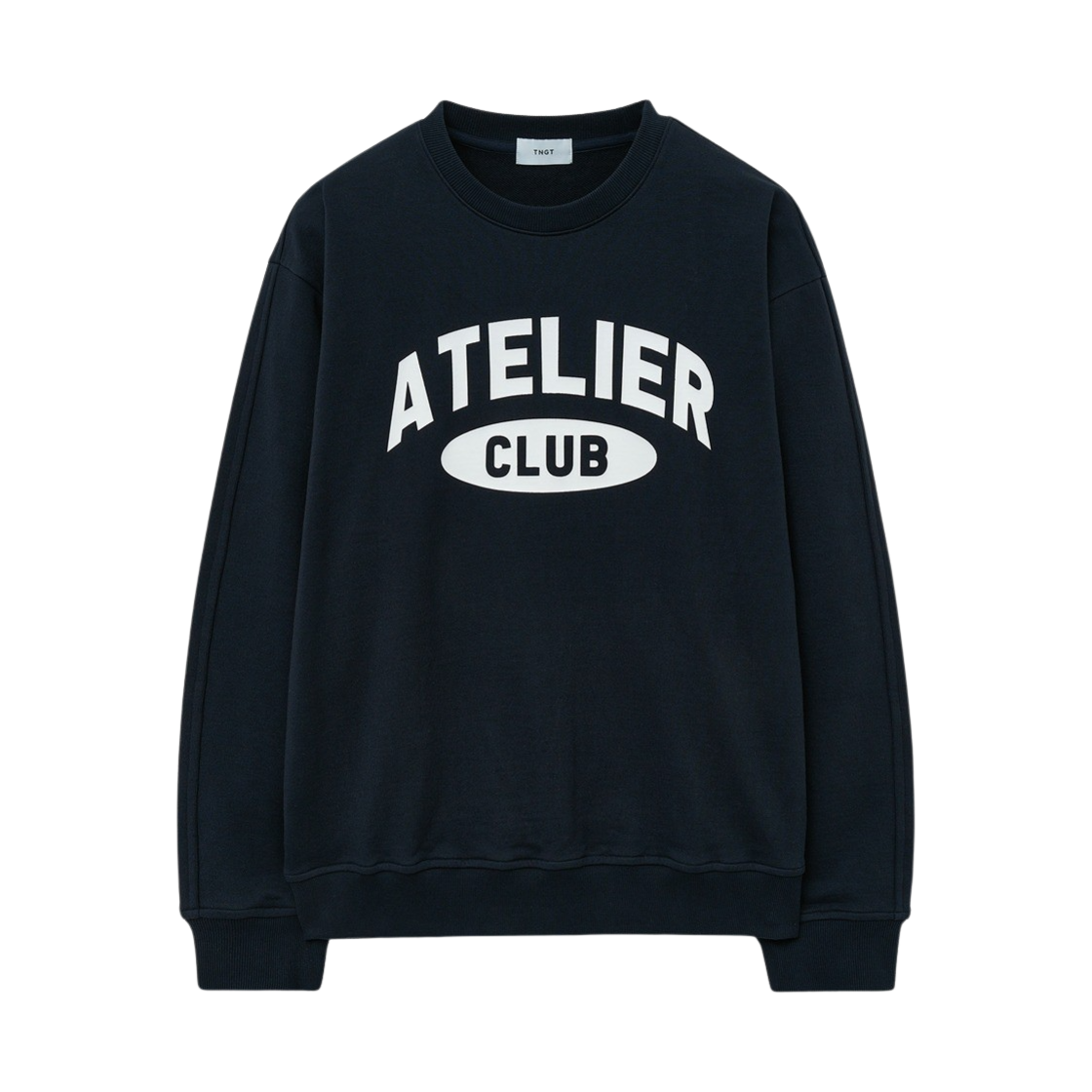 티엔지티 오버핏 아뜰리에 로고 맨투맨 네이비(TNGT Over-fit Atelier Logo MTM Navy)