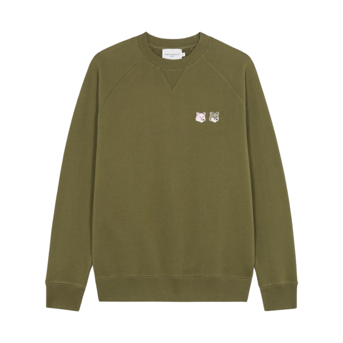메종 키츠네 모노크롬 폭스 헤드 패치 클래식 스웨트셔츠 카키 그레이(Maison Kitsune Monochrome Fox Head Patch Classic Sweatshirt Khaki Grey) - 1