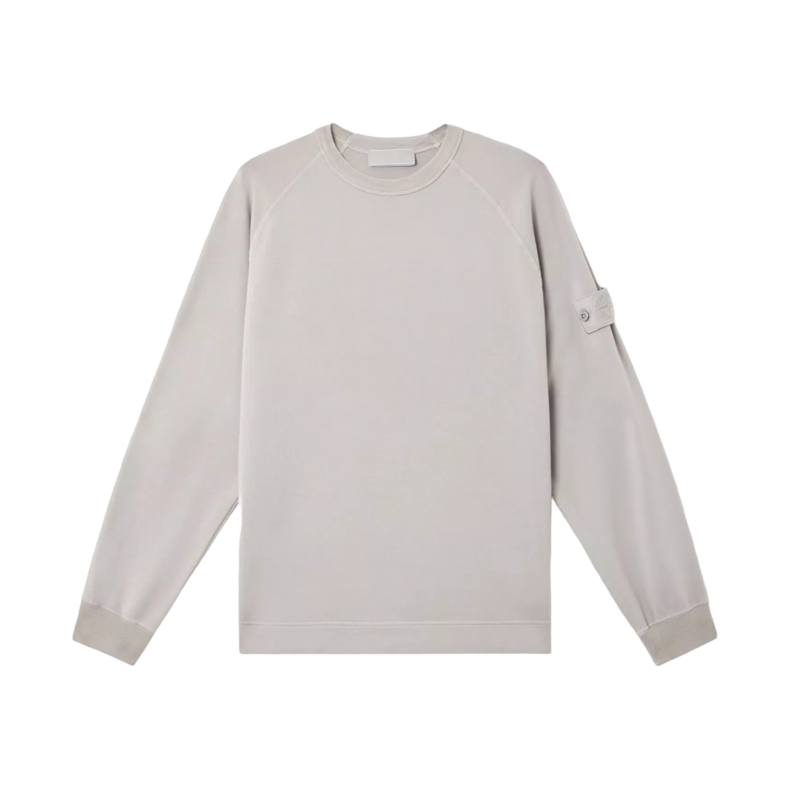 K1S1561000-11S00F3-V0064 Stone Island 6100011 Cotton Stretch Fleece Stone Island Ghost Crewneck Sweatshirt with Ribbed Details Dust Grey - 25SS