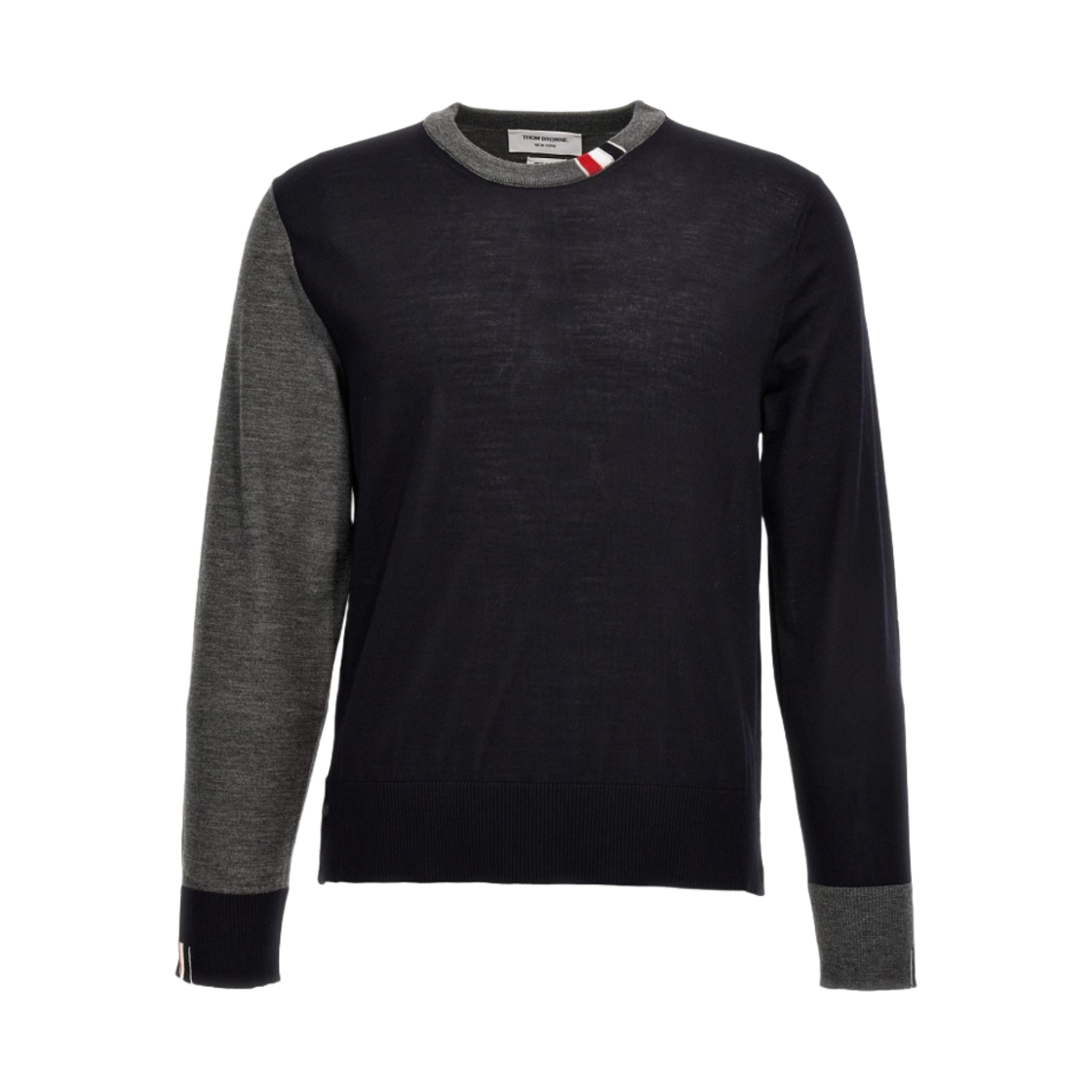 MKA474F-Y1014-415 Thom Browne Fun-Mix Fine Merino Stripe Relaxed Crew Neck Pullover Navy