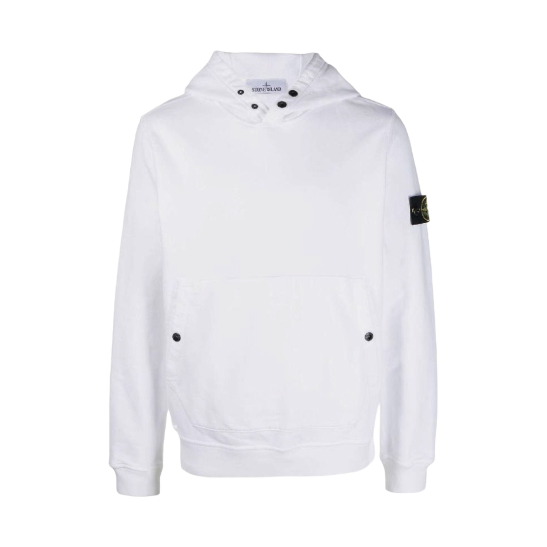 791561720-V0001 Stone Island 61720 Brushed Cotton Fleece Garment Dyed Crewneck Hooded Sweatshirt White - 23FW