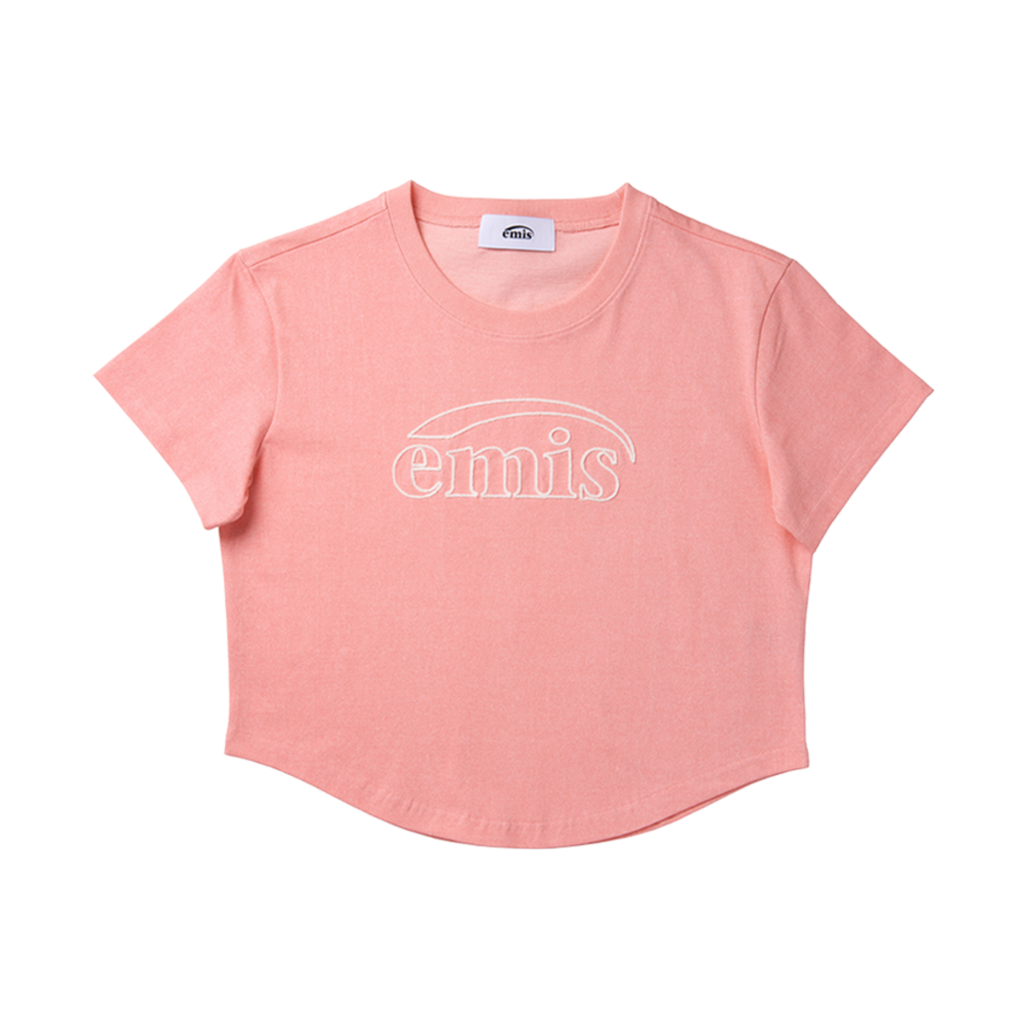 (W) 이미스 크롭 체인 스티치 티셔츠 핑크((W) Emis Cropped Chain Stitch T-Shirt Pink) - 1