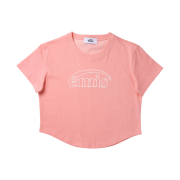 (W) Emis Cropped Chain Stitch T-Shirt Pink