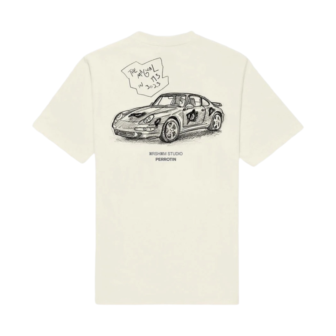 - Daniel Arsham Porsche Drawing T-Shirt Cream