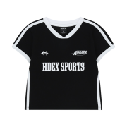 HDEX Womens Sporty Ringer V-Neck Short Sleeve Black